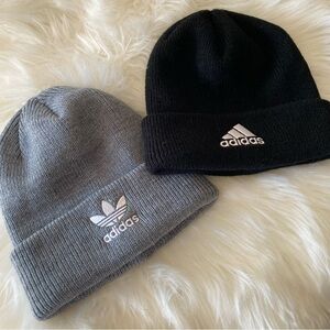 Adidas Black and Gray Beanie Set